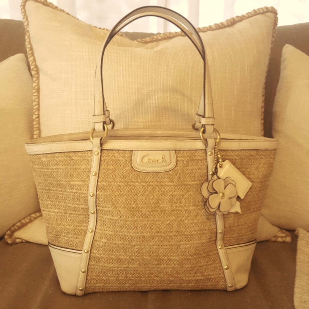 COACH WOVEN LEATHER WICKER  BAG TOTE
